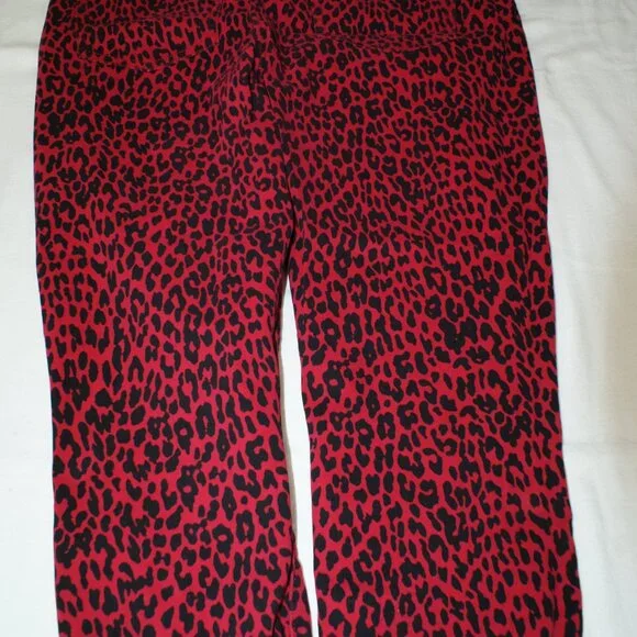 Flattering Red Leopard Jeans Size 14 Stretchy Comfy - Picture 16 of 16
